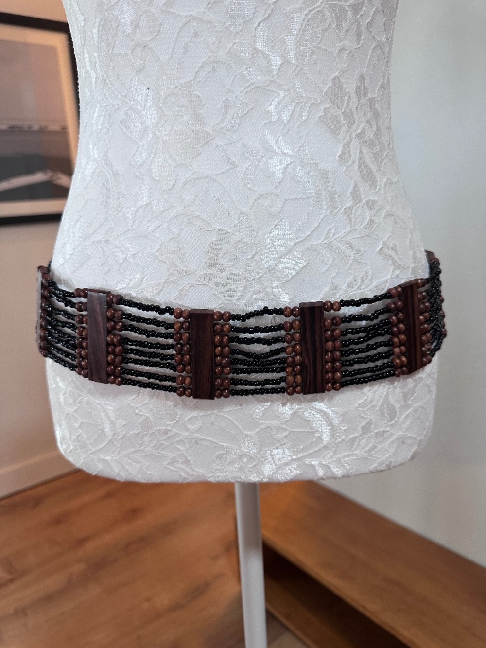 Wood and bead belt